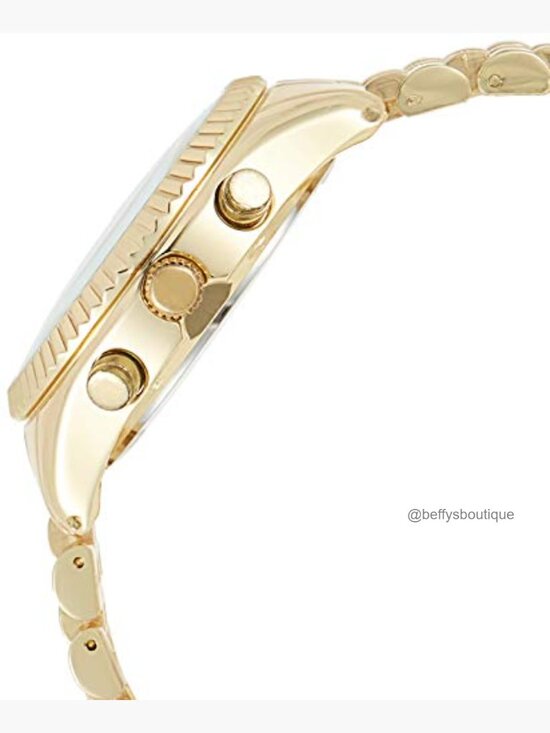 Gold-Tone Quartz Wrist Watch with Roman Numerals and Crystal Accents